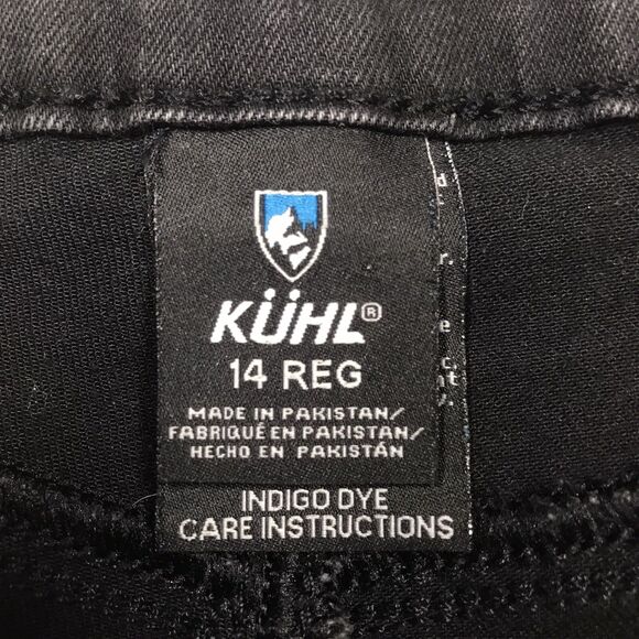 KUHL Black Jeans Women 14 Reg (33x30) Taper Stretch Denim Dark Academia Goth - Picture 15 of 16